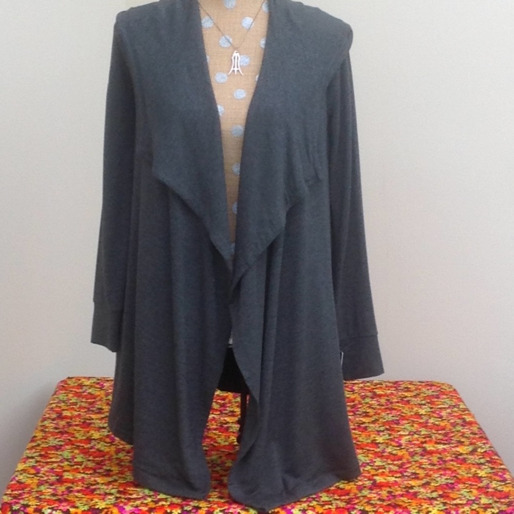 Charcoal Gray Drape Style Cardigan